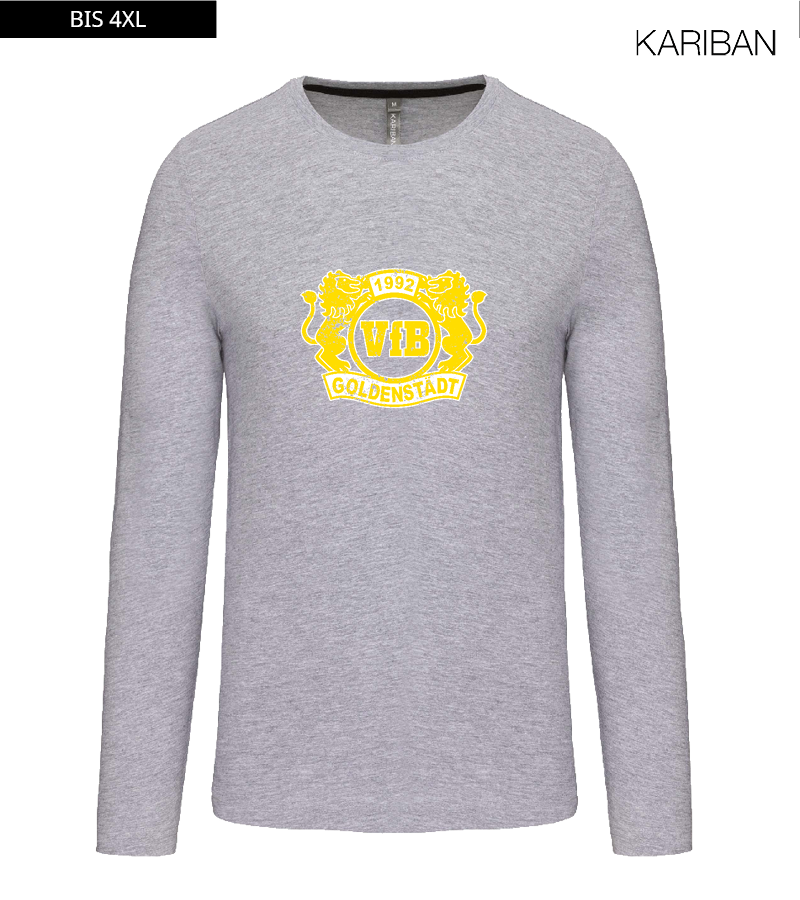 Kariban Herren Langarmshirt Oxford Grey "Uwe Frontprint"