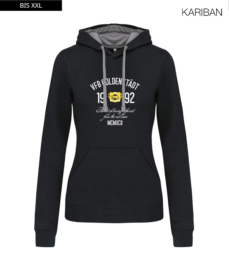 Kariban Damen Hoodie Black Fine Grey "Isack"
