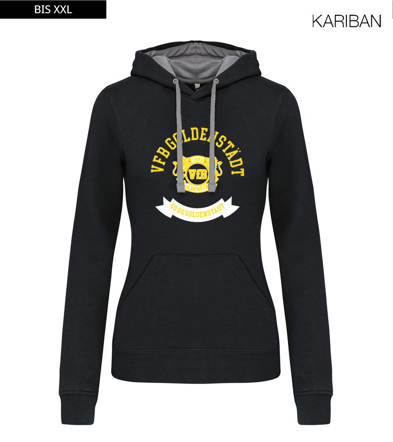 Kariban Damen Hoodie Black Fine Grey "Bono"
