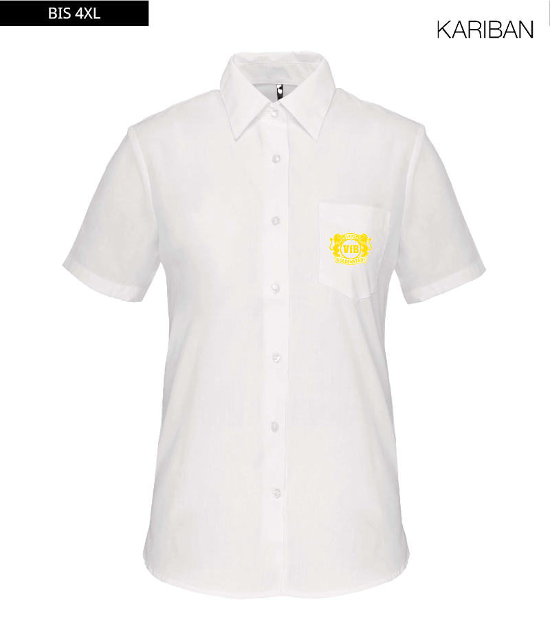 Kariban Damen Kurzarmbluse White "Anton"